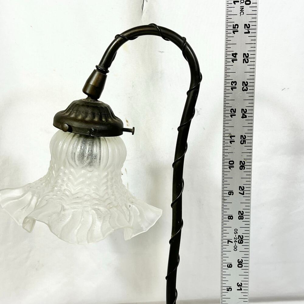 Vintage Flower Lily Pad Gooseneck Lamp Frosted Glass Tulip Shade 15" Tall - Picture 11 of 11